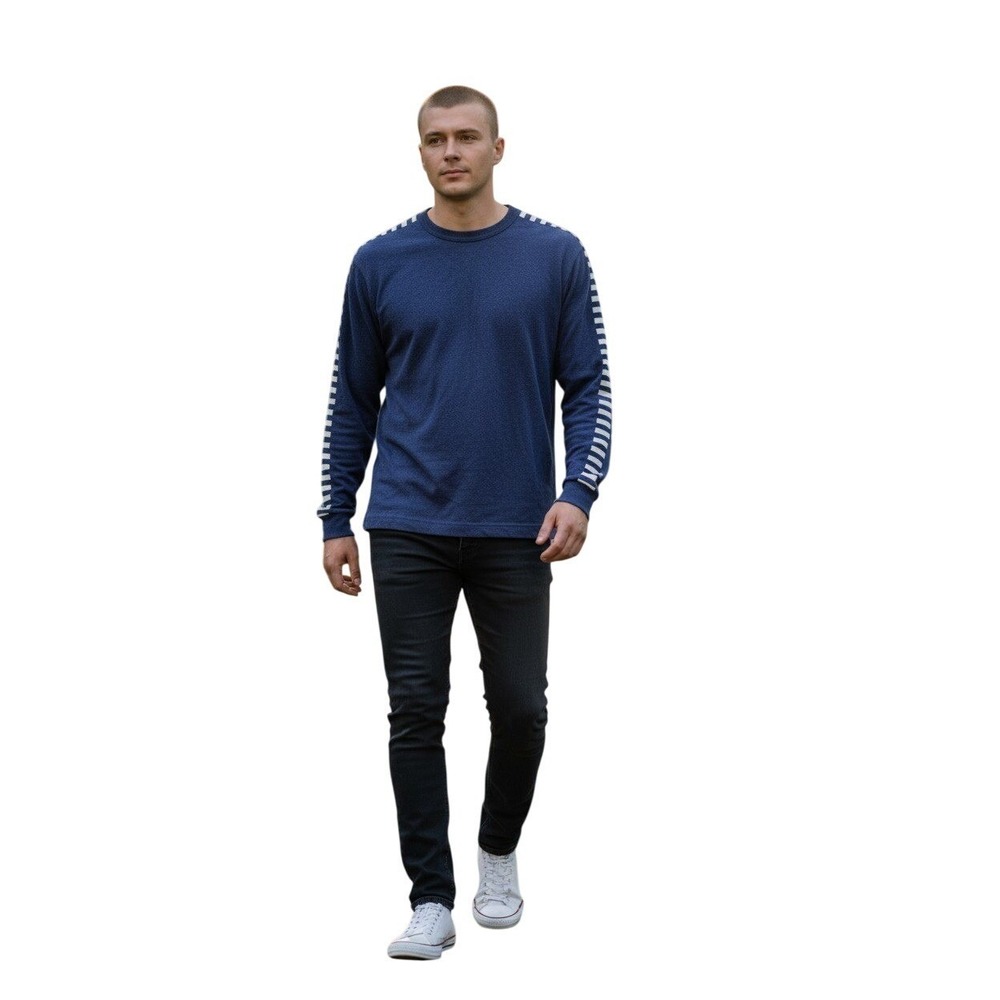 Helly Hansen Lit-A Long Sleeve Polypropylene Top Size M Made USA Striped Sleeves